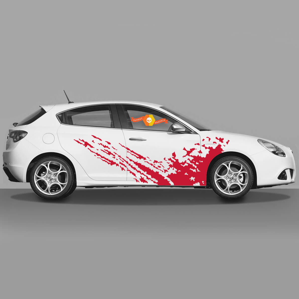 2x Autocollants de carrosserie de portes pour Alfa Romeo Giulietta Stickers Decals Graphiques en vinyle Fire Stream
