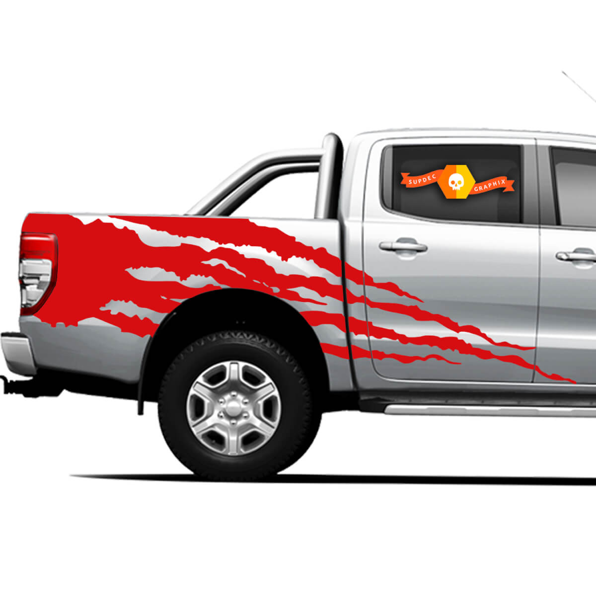 Autocollants graphiques pour lit latéral de camion 4 × 4, pour Ford Ranger Red Fire

