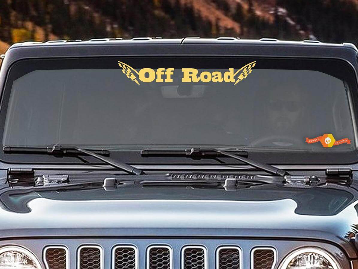 Bannière de pare-brise en vinyle avec drapeaux à damier tout-terrain pour Jeep