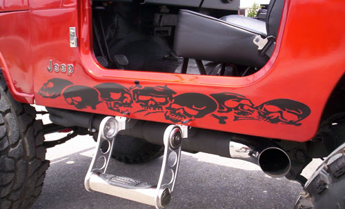 Ensemble d'autocollants en vinyle pour bas de caisse Skull Row Rocker Panel pour Jeep Wrangler