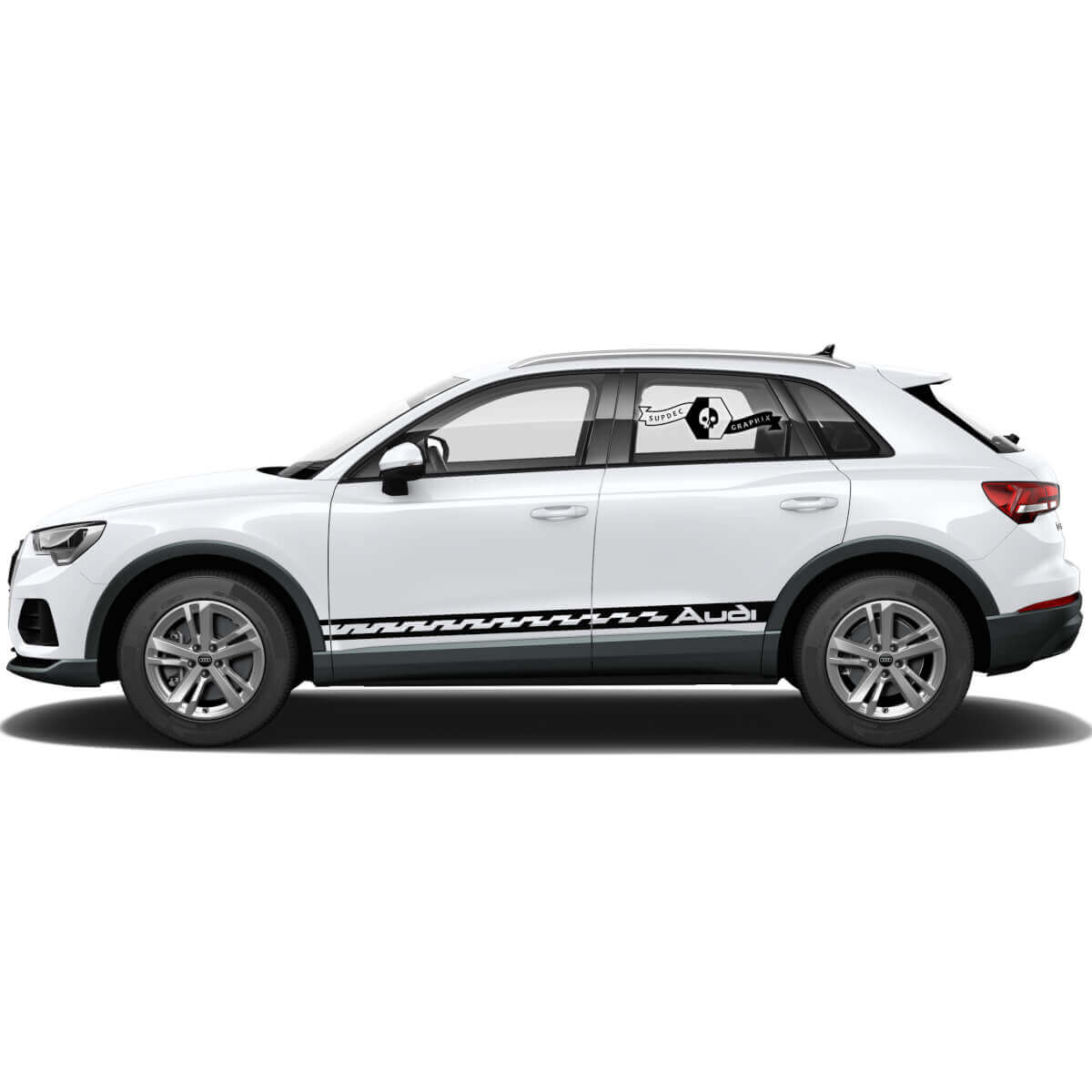Paire Autocollants Porte Côté Audi Q3 Ligne Courbée Bas de Caisse 2021 Autocollant Vinyle
