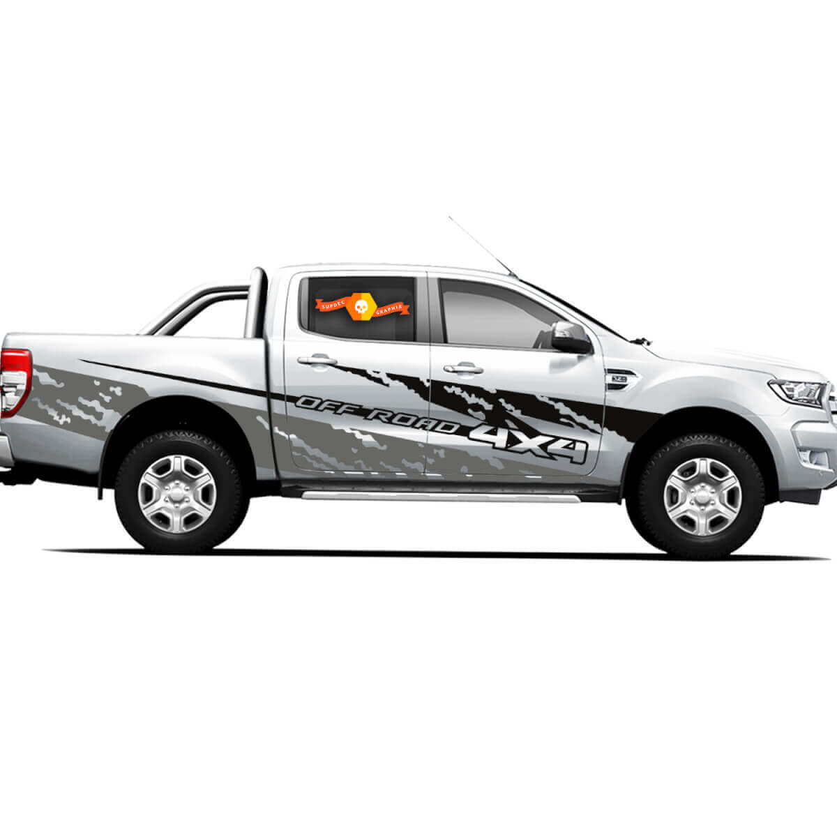 Paire d'autocollants en vinyle Stickers 4X4 Tacoma Toyota TRD Off Road Style cendre pour portes latérales de camion 2021
