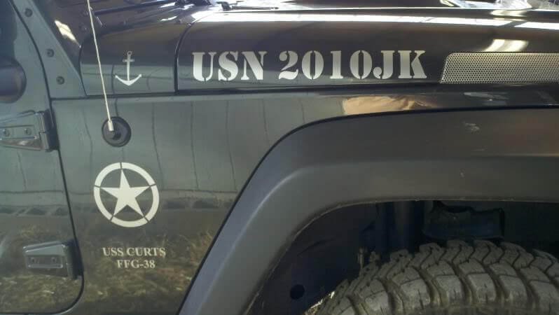 Kit d'autocollants en vinyle militaire USN USS Curts FFG-38 pour Jeep Wrangler