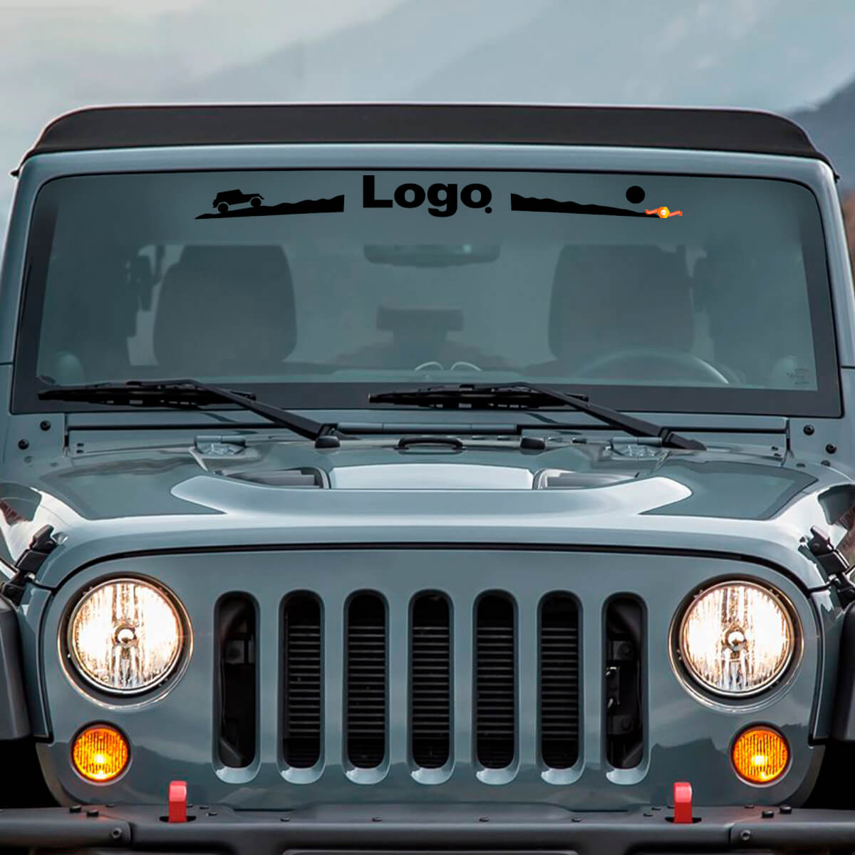 Autocollant en vinyle logo Mountain Style pour pare-brise Jeep Wrangler Rubicon