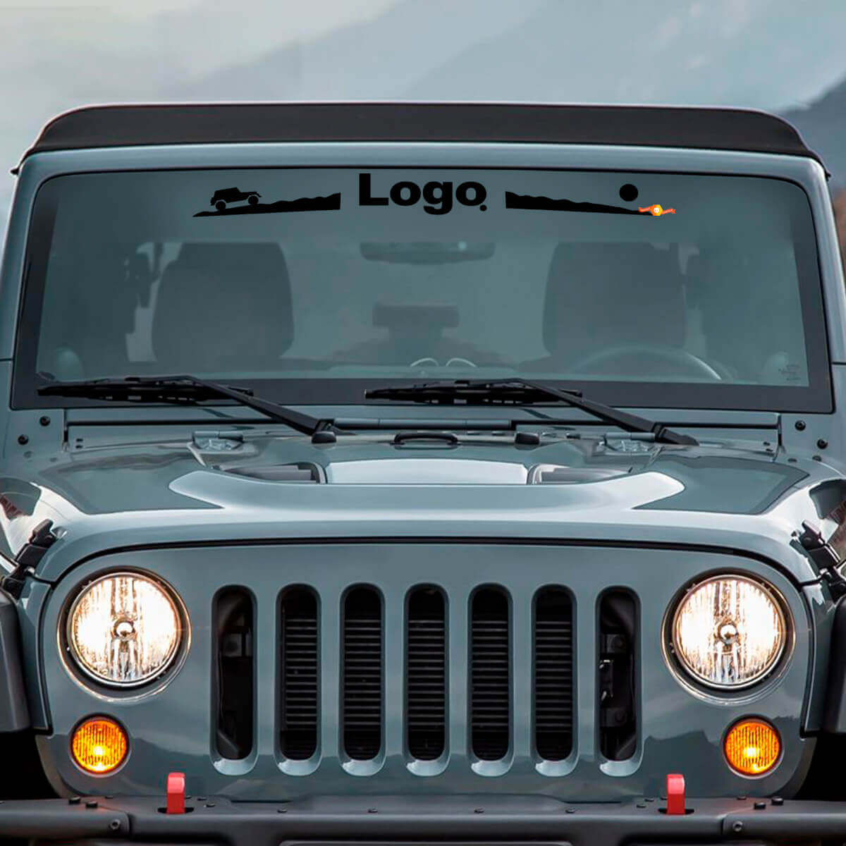 Autocollant en vinyle logo Mountain Style pour pare-brise Jeep Wrangler Rubicon