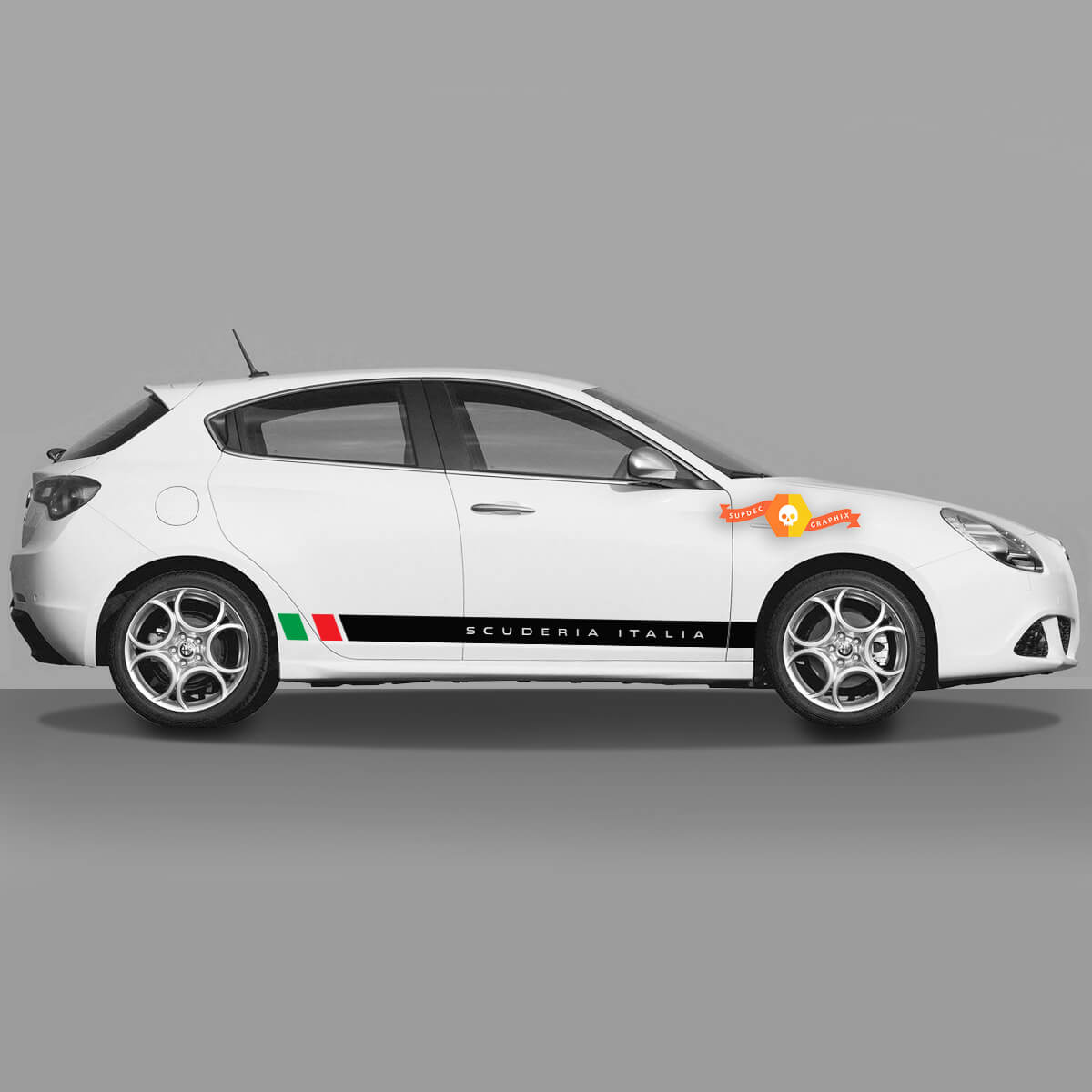 2x Alfa Romeo Giulietta Stickers Vinyle Graphics Panneau à bascule Scuderia Italia, Drapeau régulier 2021