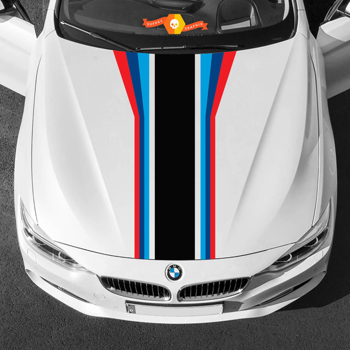 Strips à capuche centrale M Couleurs de Power m pour BMW Toute génération et modèles 2