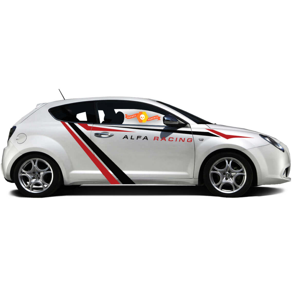 Paire d'autocollants en vinyle Stickers graphiques latéraux Alfa Romeo MITO Alfa Racing 2022
