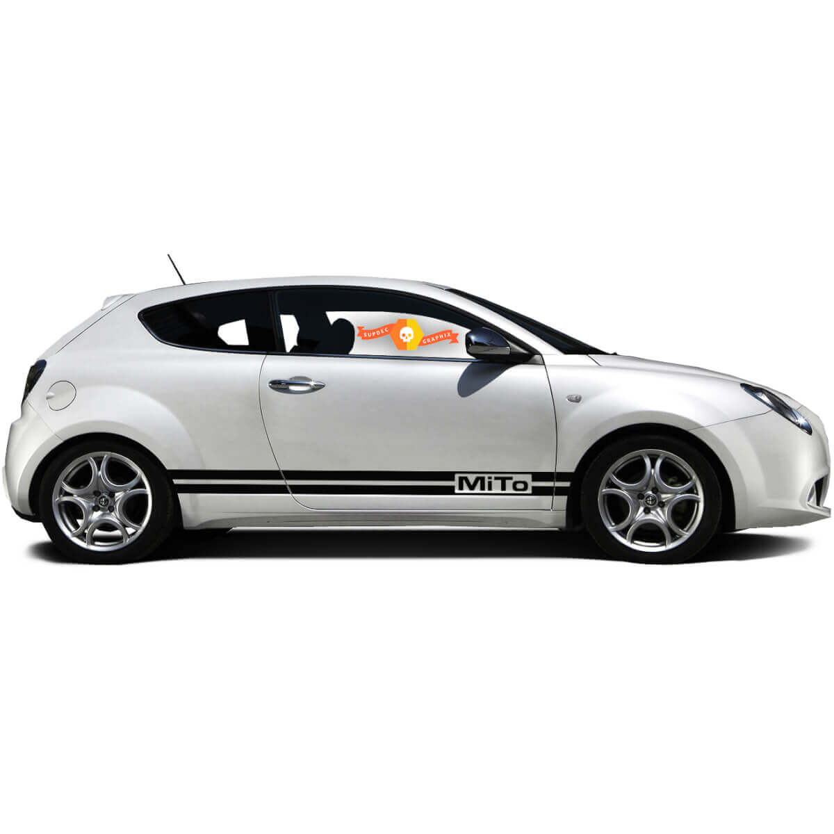Paire d'autocollants en vinyle Stickers graphiques latéraux Alfa Romeo Rocker Panel MITO deux lignes 2022
