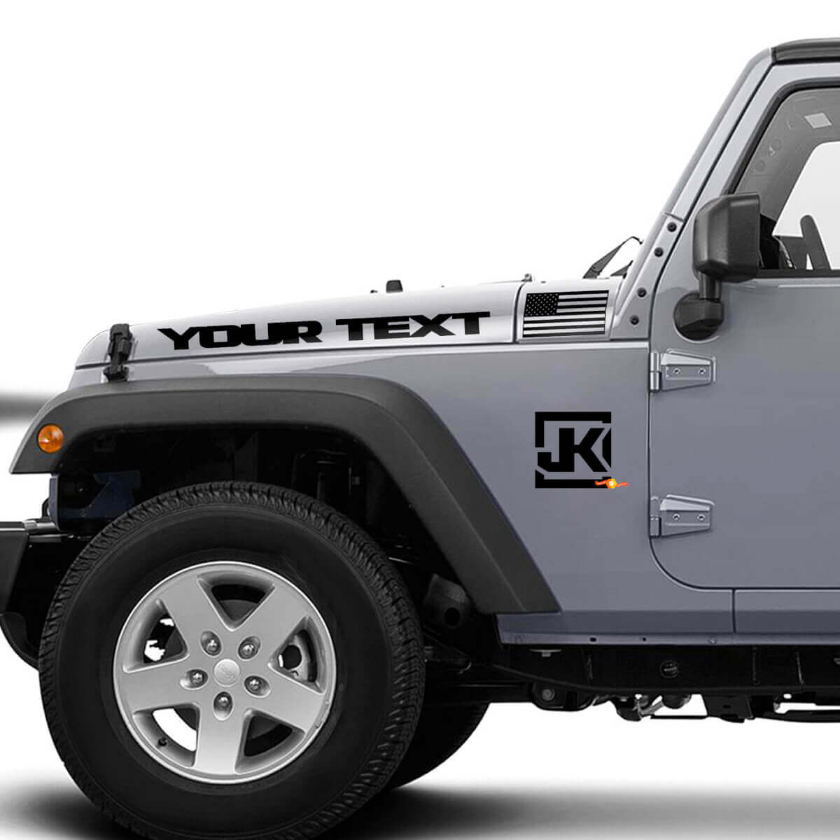 Kit de décalcomanies en vinyle personnalisé avec drapeau USA et logo JK pour capot et côtés de Jeep Wrangler JK