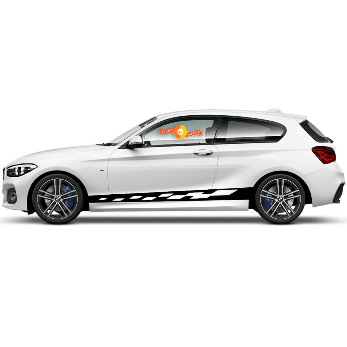 Paire d'autocollants graphiques en vinyle pour bas de caisse latéraux pour BMW Série 1 2015 diamants sur bande
