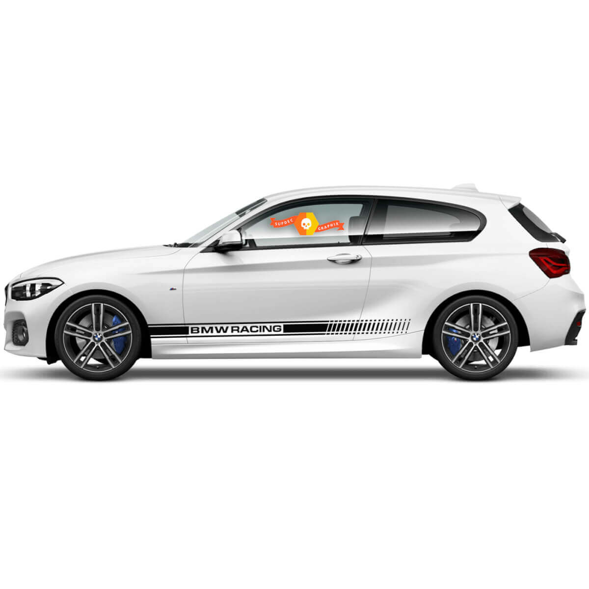 Paire d'autocollants graphiques en vinyle pour le panneau latéral rocker BMW Série 1 2015 Racing
