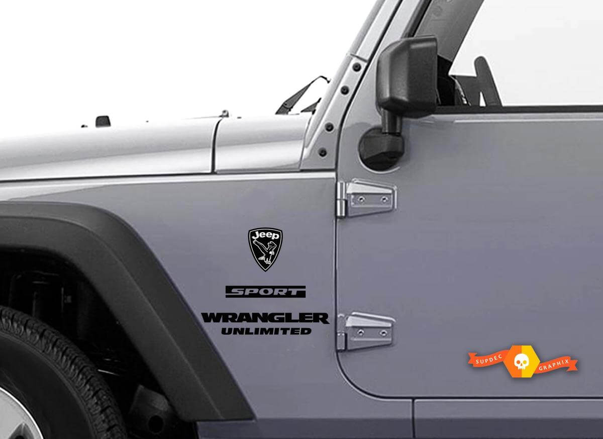 Jeep Wrangler Rubicon aigle à tête blanche gris YK JK vinyle autocollant autocollant