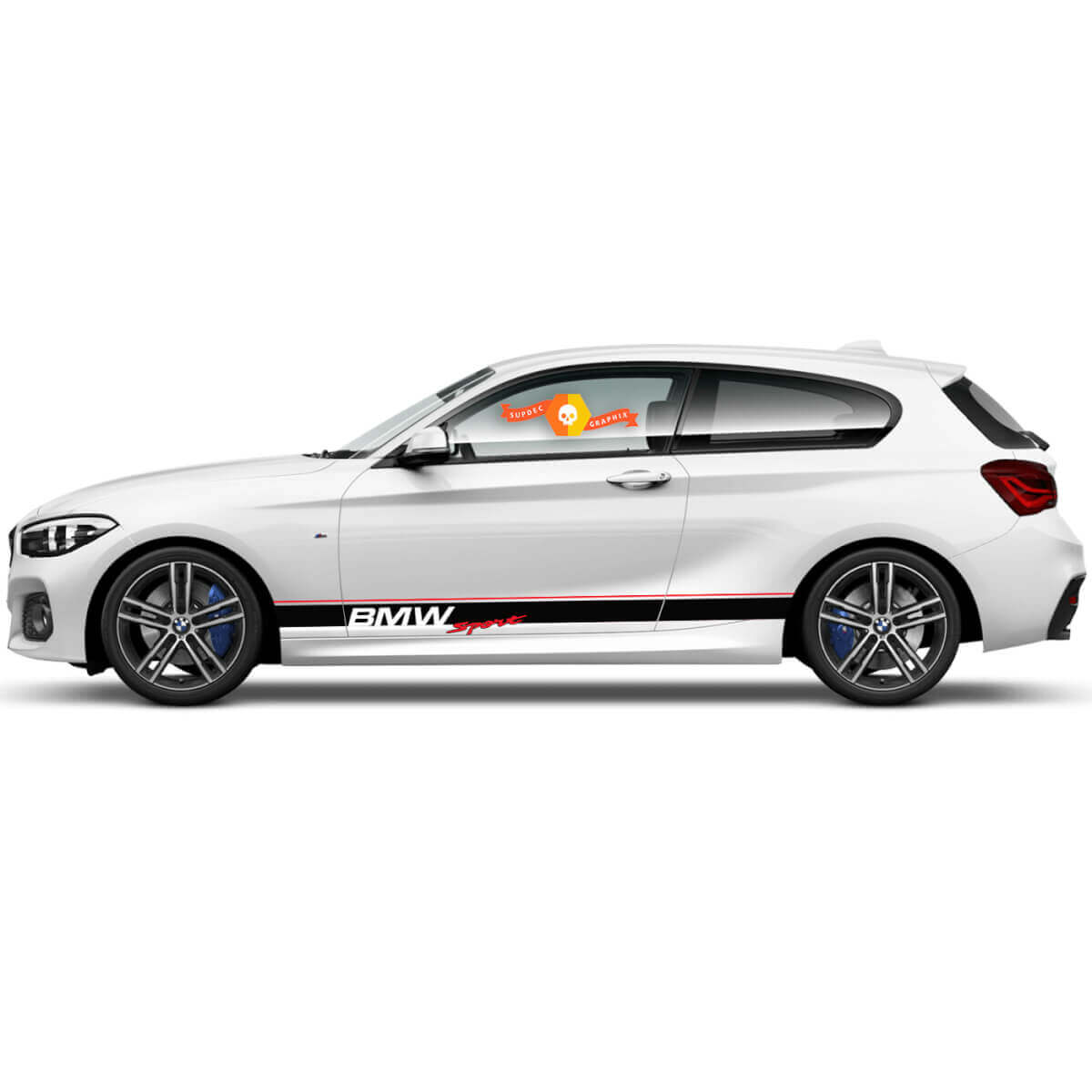 Paire Autocollants Graphiques en Vinyle Stickers latéraux  bmw 1 série 2015 Panneau de bas de caisse SPORT

