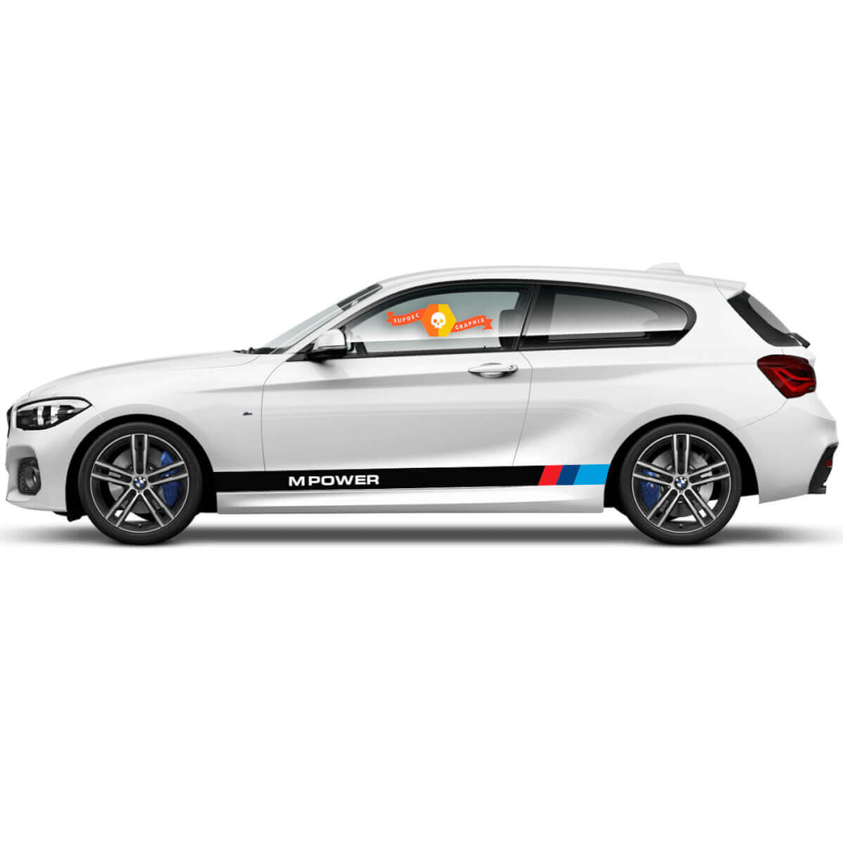 Paire d'autocollants graphiques en vinyle pour le côté de la BMW Série 1 2015, panneau de bas de caisse M POWER nouveau
