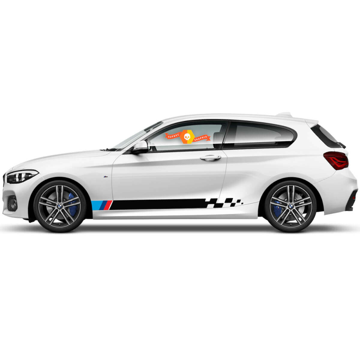 Paire d'autocollants graphiques en vinyle pour les côtés de la BMW Série 1 de 2015 Bandes de course pour bas de caisse de 2022

