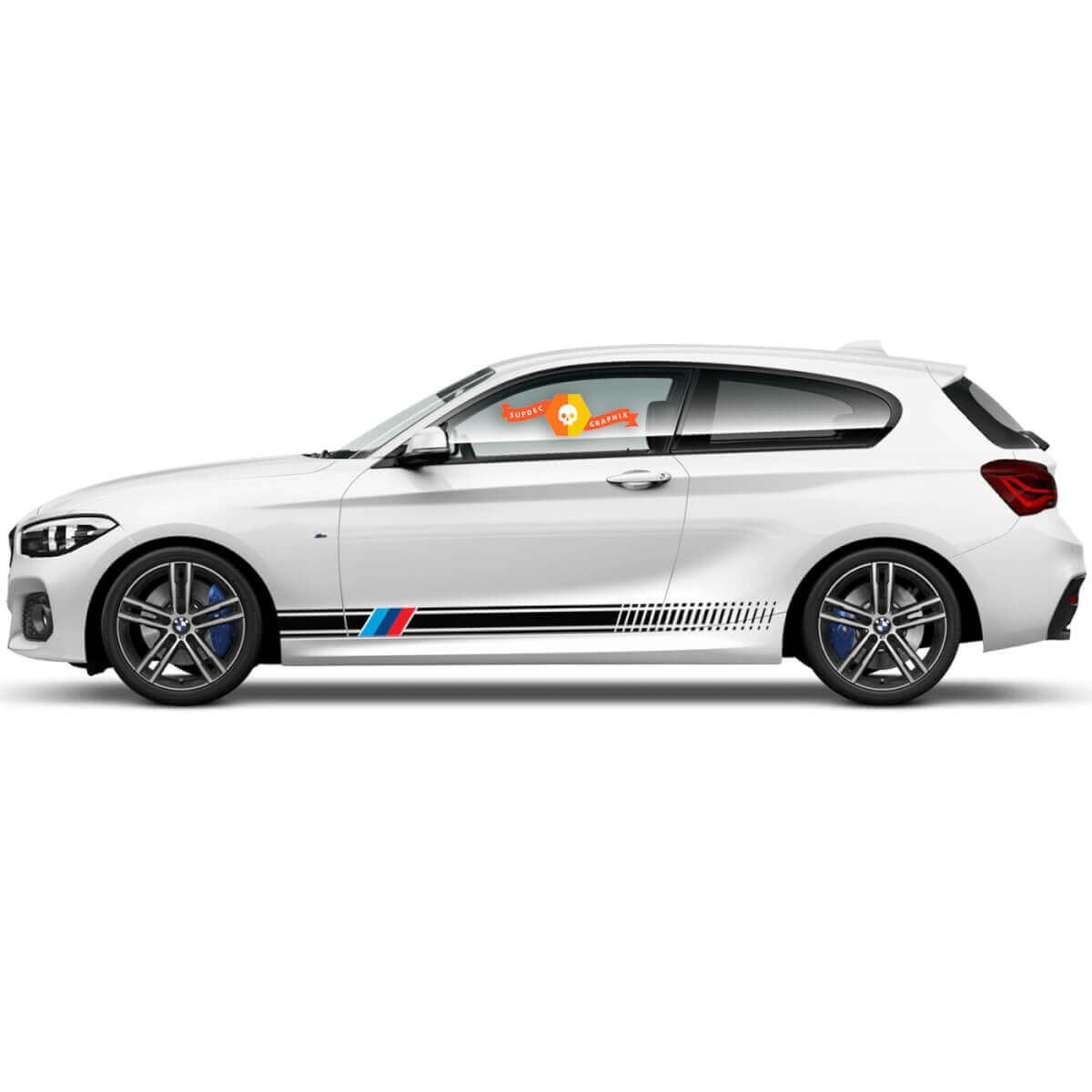 Paire d'autocollants graphiques en vinyle pour le côté de la BMW Série 1 de 2015 Bande de course pour bas de caisse 2022
