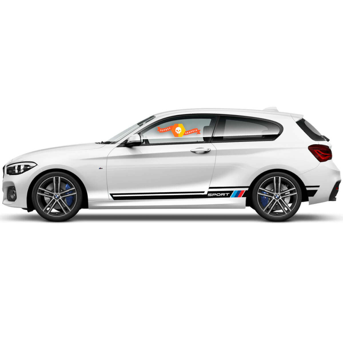 2x Autocollants en vinyle Stickers graphiques côté bmw 1 série 2015 style Racing du panneau de bas de caisse
