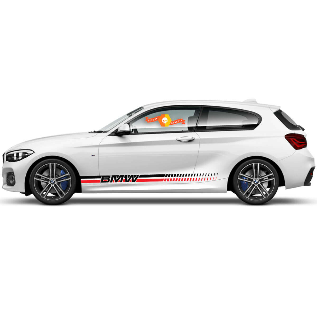 2x Autocollants en vinyle Stickers graphiques côté bmw 1 série 2015 style Racing nouveau
