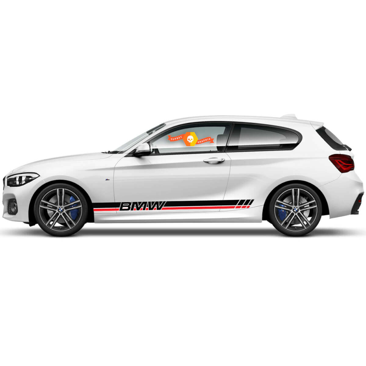 2x Autocollants en vinyle Stickers graphiques côté BMW 1 série 2015 panneau latéral style de course BMW
