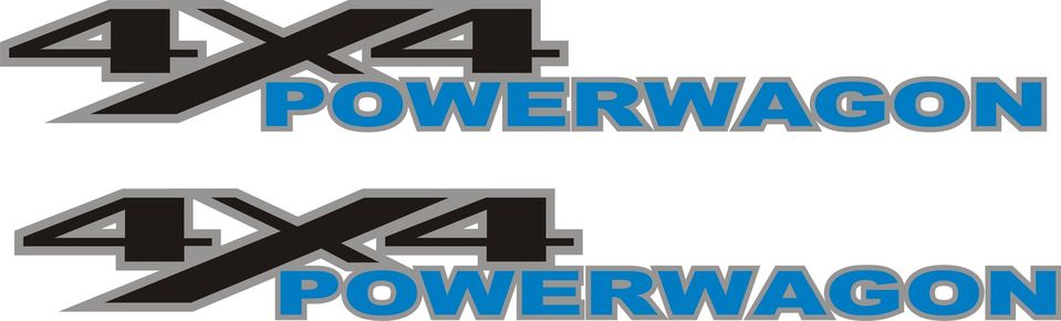 2 DODGE RAM 4x4 Bleu POWER WAGON TRUCK Vinyl Stickers Autocollants
