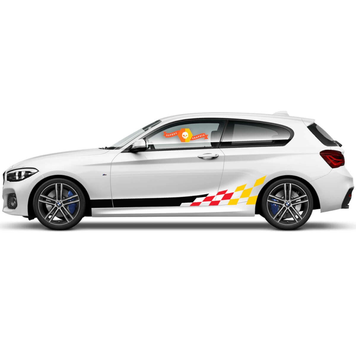 2x Autocollants en vinyle Stickers graphiques côté BMW Série 1 2015 panneau de bas de caisse piste Allemagne
