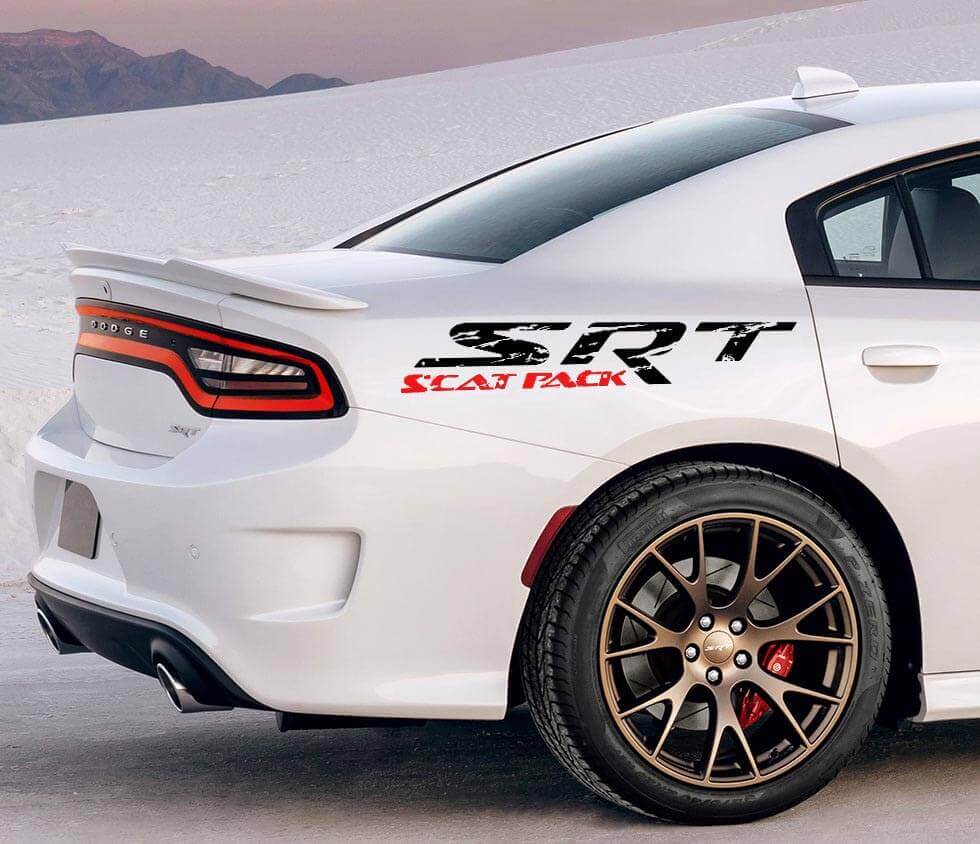 Autocollant latéral en vinyle vieillie SRT Scat Pack pour Dodge Charger ou Challenger