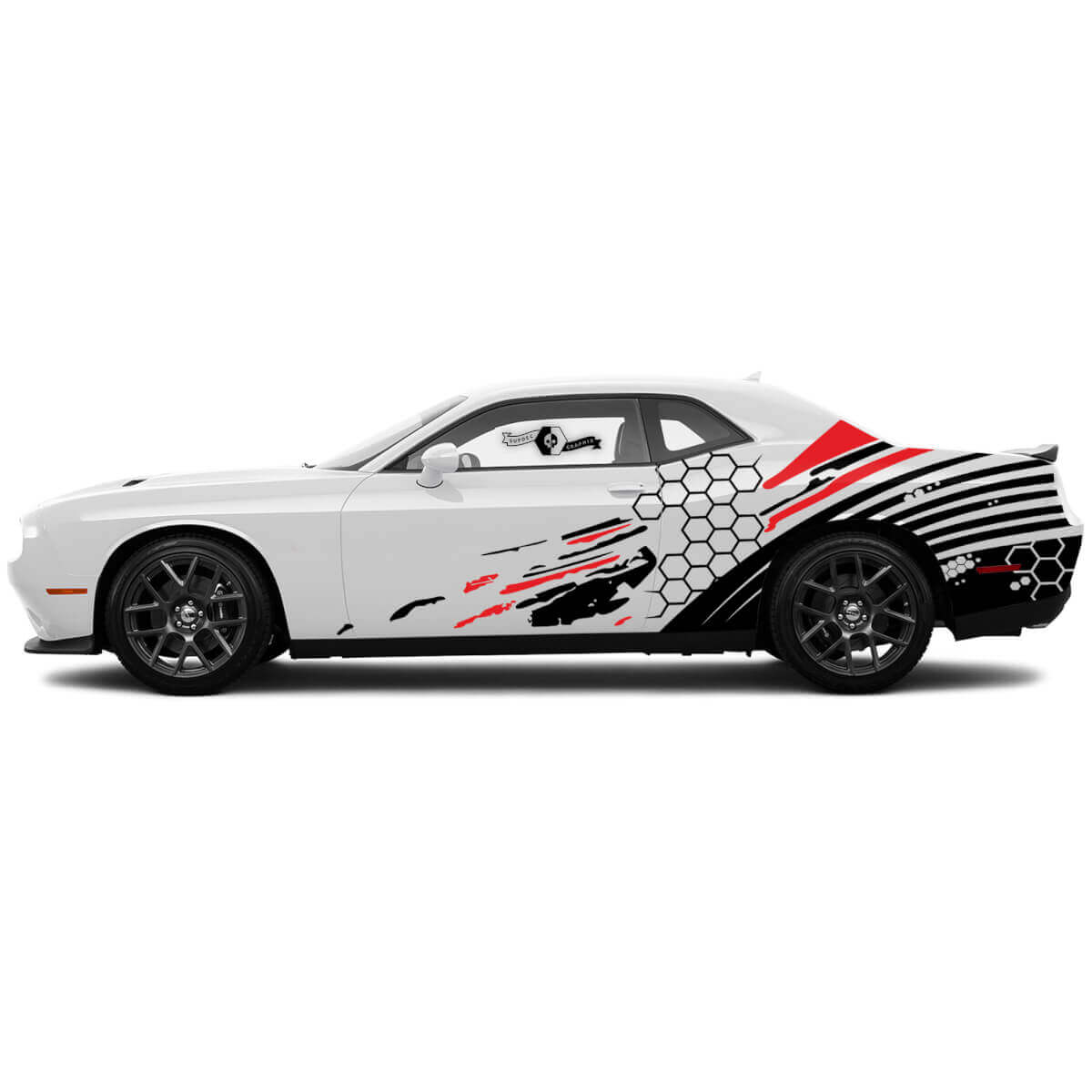 Kit d'autocollants latéraux en vinyle style nid d'abeille usé pour Dodge Challenger