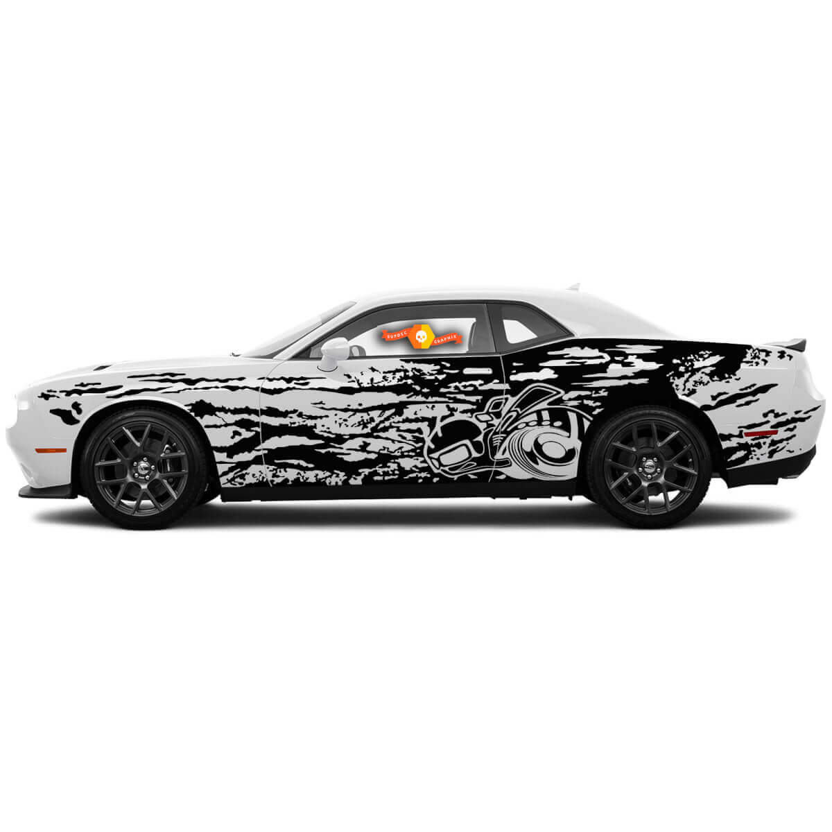 Paire de décalcomanies latérales style grunge Super Bee pour Dodge Challenger Charger