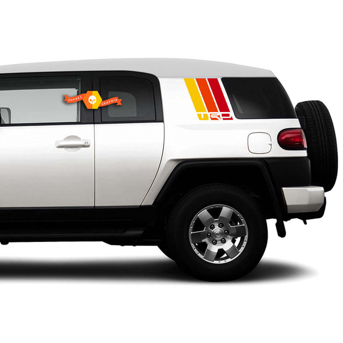 Kit de décalcomanies vinyle bandes latérales arrière style rétro TRD pour Toyota FJ Cruiser