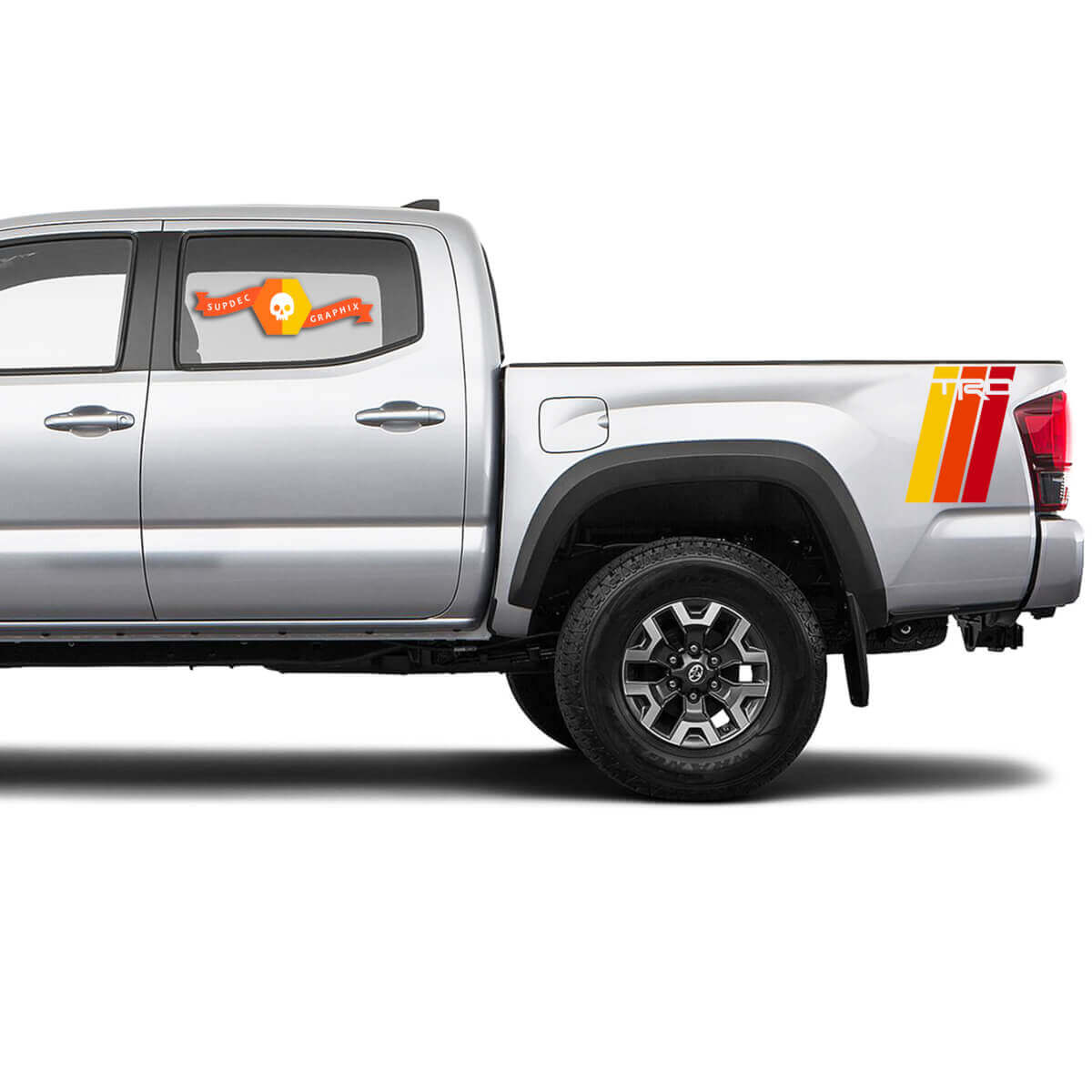 Paire d'autocollants vinyle bandes latérales style rétro TRD pour Toyota Tacoma