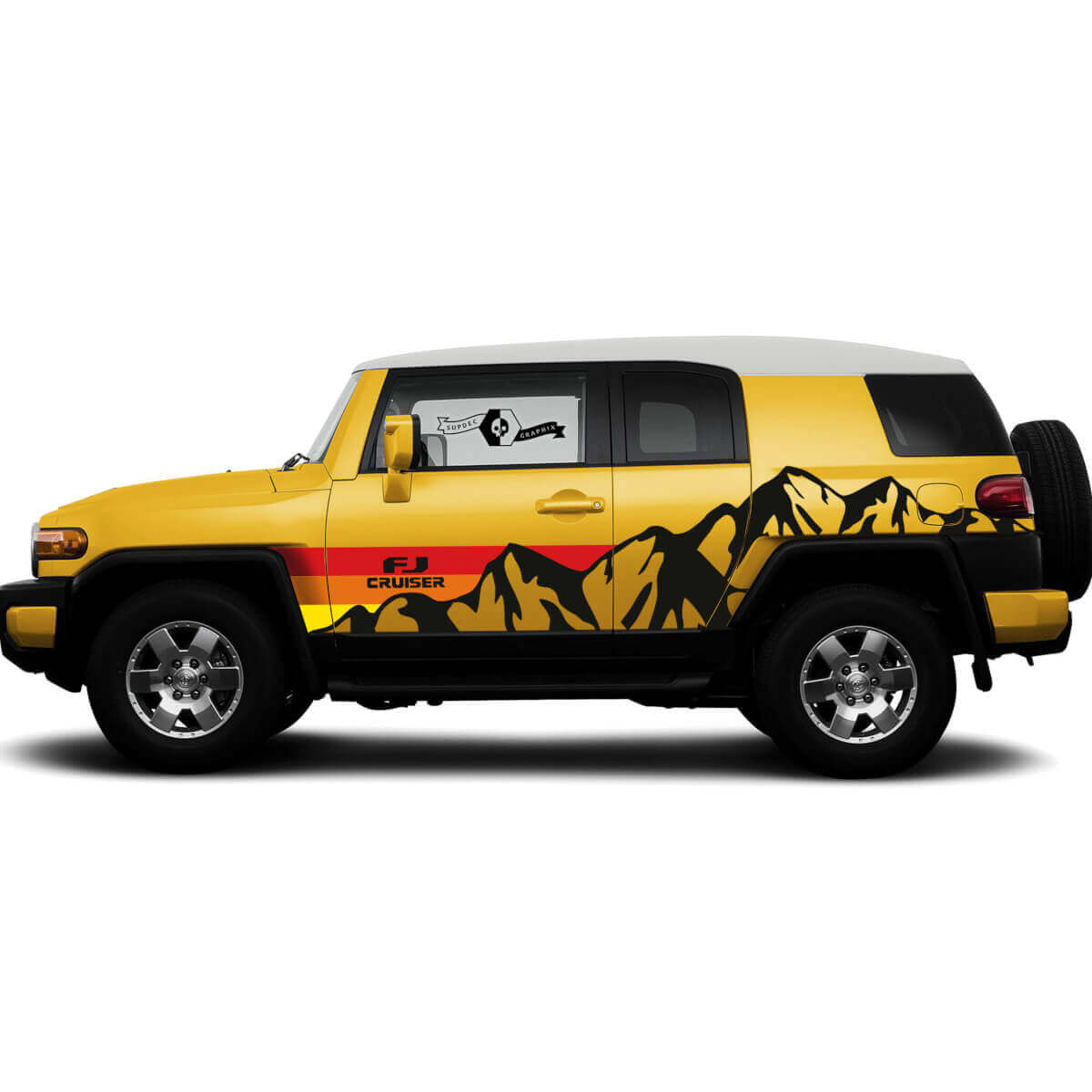Autocollant vinyle latéral Montagnes & Rayures Vintage pour Toyota FJ Cruiser