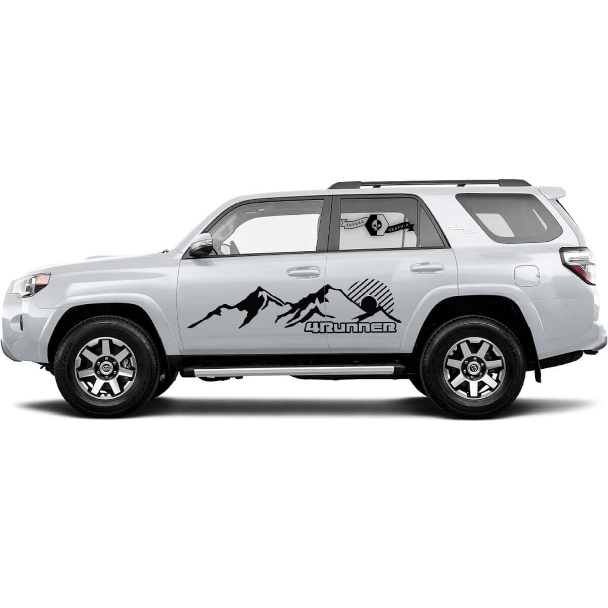 2x Autocollants en vinyle pour les portes latérales de 4Runner avec des montagnes pour Toyota 4Runner TRD
