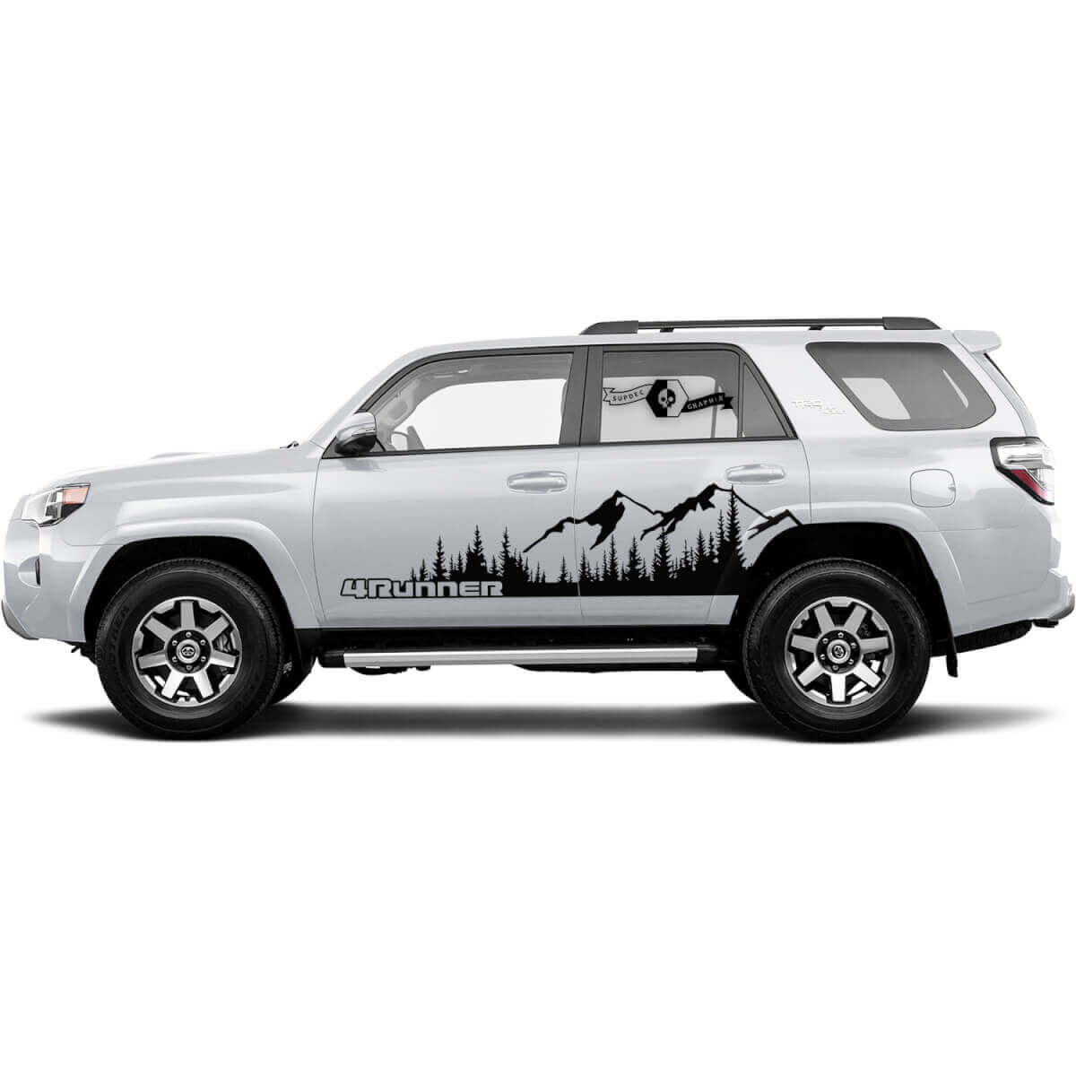 2x Autocollants en vinyle Montagnes Forêt pour Portes Latérales 4Runner WRAP 2 pour Toyota 4Runner TRD