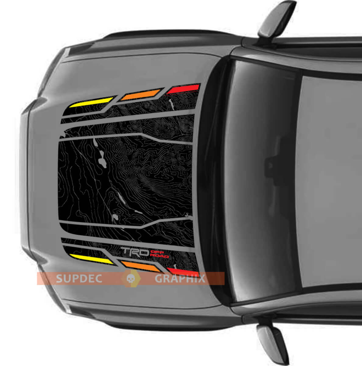 Capot TRD Vintage Off Road SANS ÉCOPÉE Autocollants en vinyle pour capot avec carte topographique adaptés aux modèles Toyota Tacoma de 2016 à 2021
