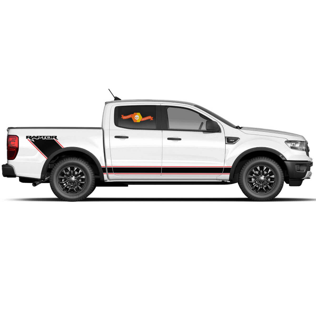 Paire de bandes autocollantes de taille complète de 2 couleurs pour pickup Ford F150 Raptor
