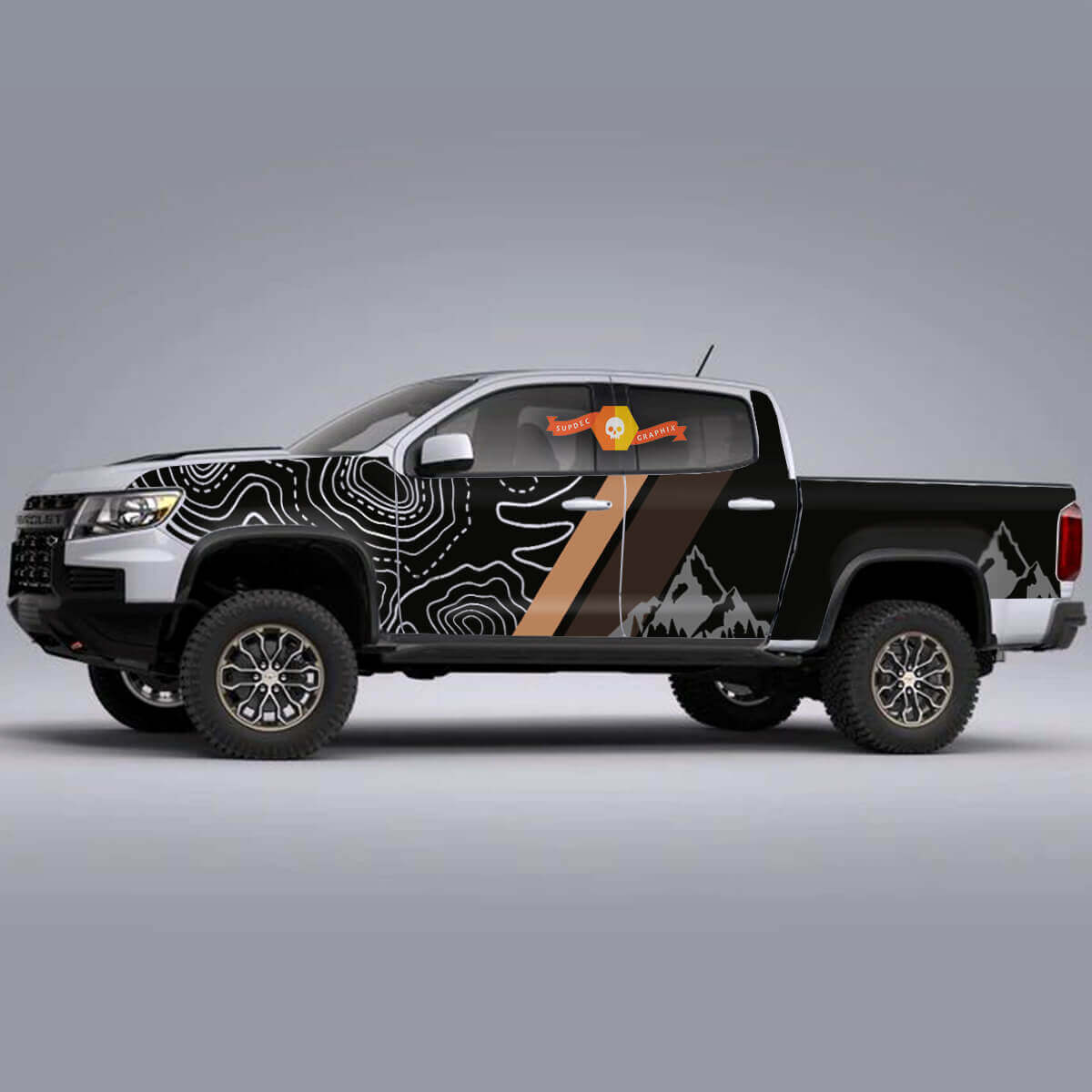 Kit d'autocollants en vinyle pour flanc de montagne topographique pour Chevy Colorado ZR2