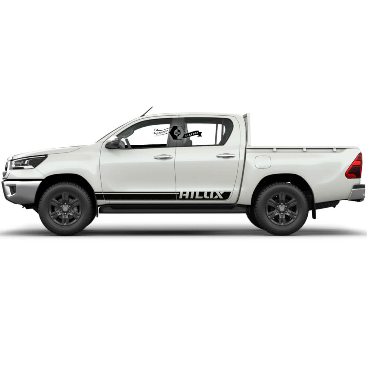 Paire de bandes de vinyle pour portières de rallye modernes Toyota Hilux Sticker autocollant graphique pour panneau latéral
