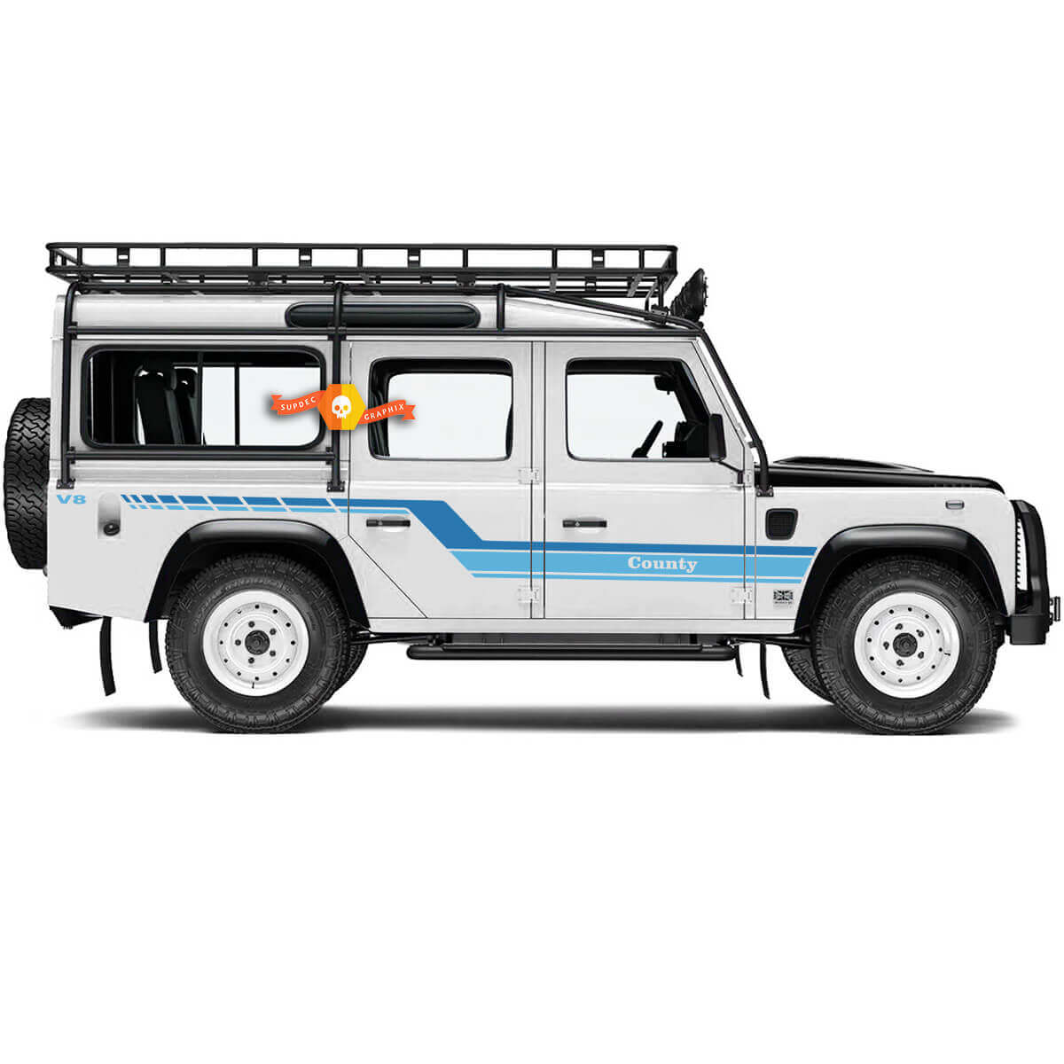 Autocollant Vinyle Latéral à Rayures Courbes Rétro Pour Land Rover Defender 110