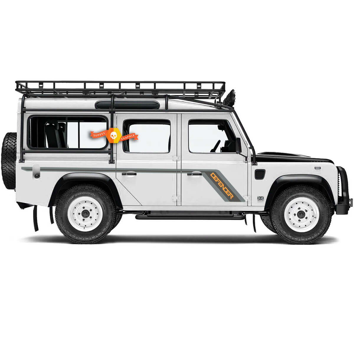 Autocollant latéral en vinyle style tout-terrain pour Land Rover Defender 110
