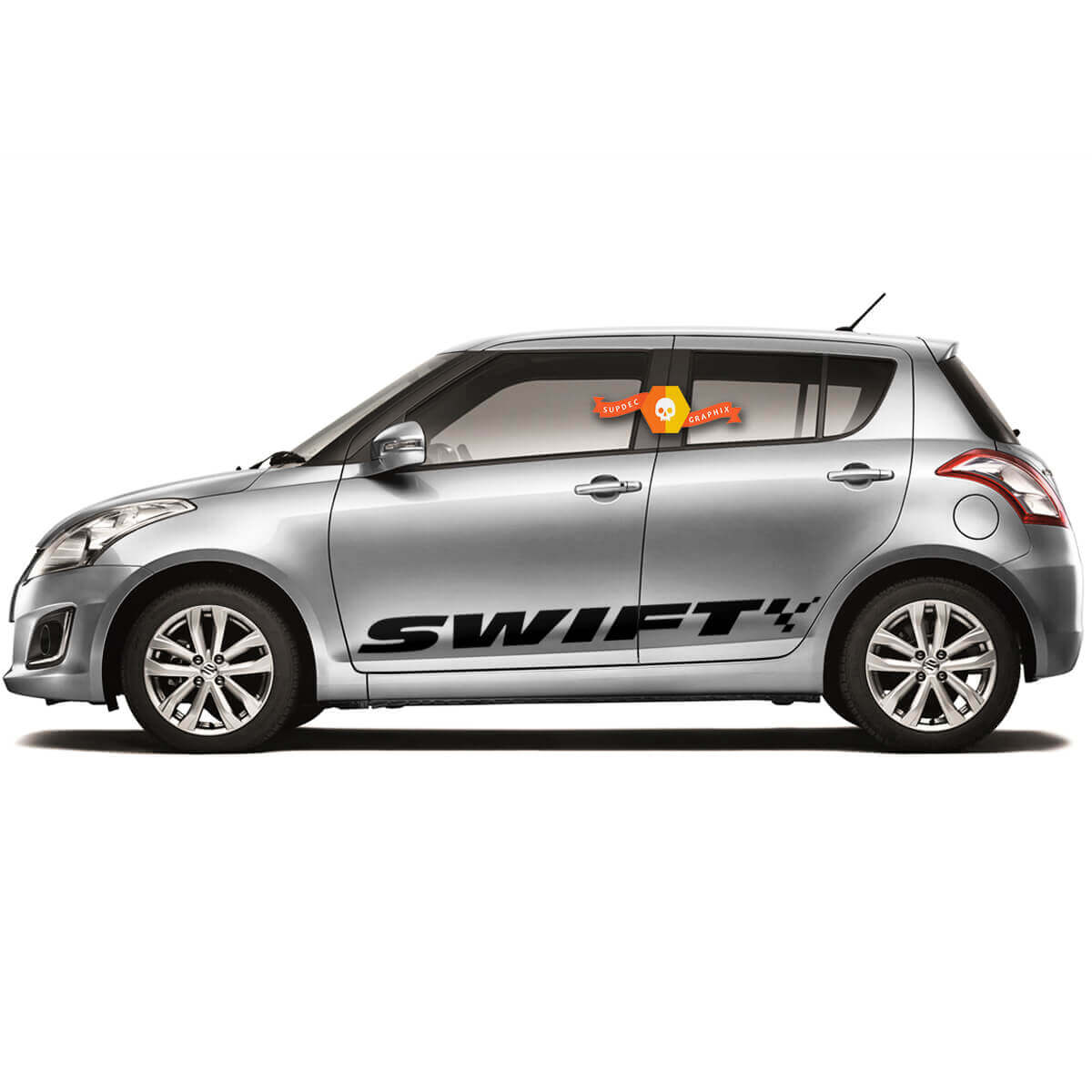 2X Autocollant de décalque de logo d'emblème de graphique de sticker de porte de carrosserie latérale SUZUKI Swift
