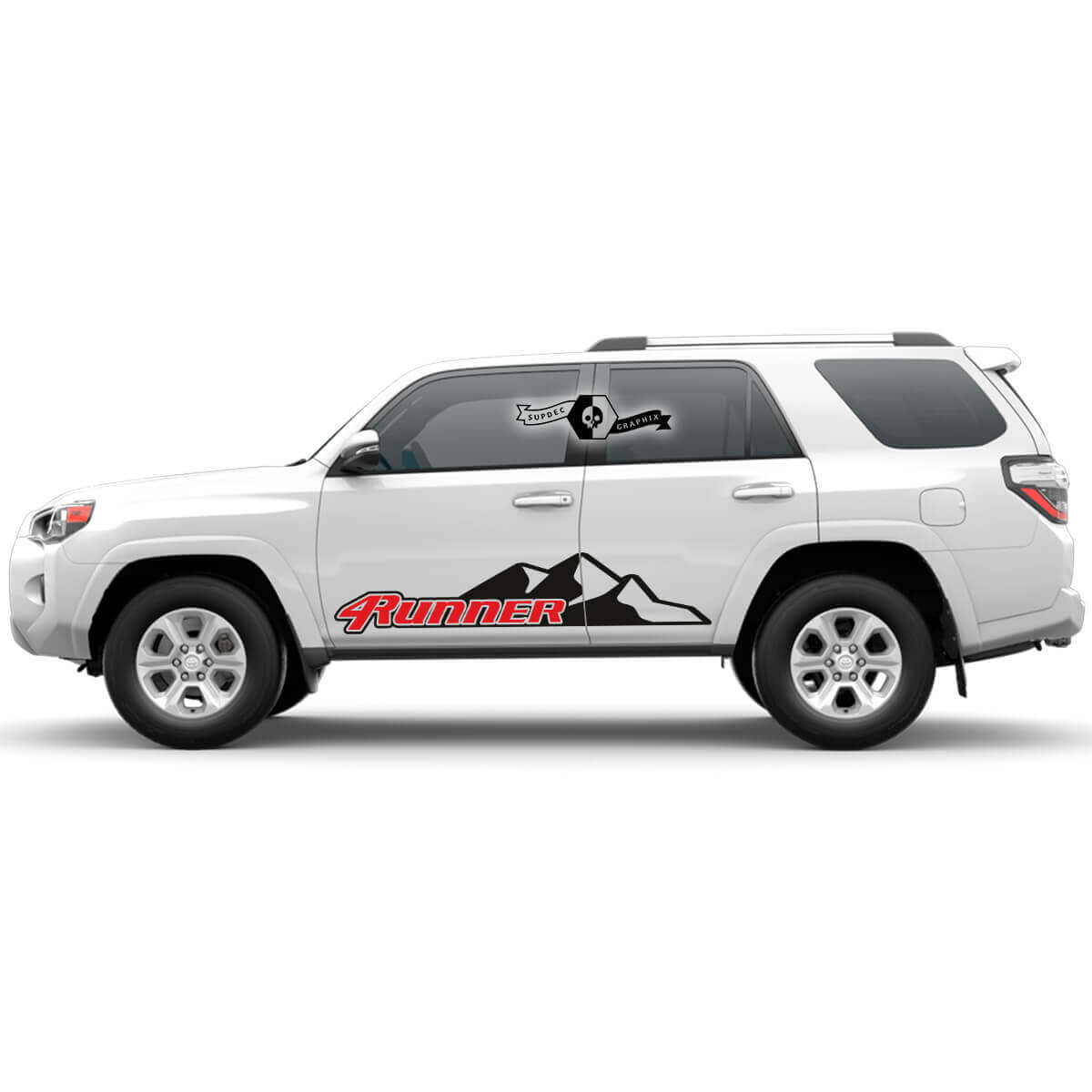 2x Autocollants en vinyle pour portes latérales 4Runner 2023 avec motifs de montagne pour Toyota 4Runner TRD
