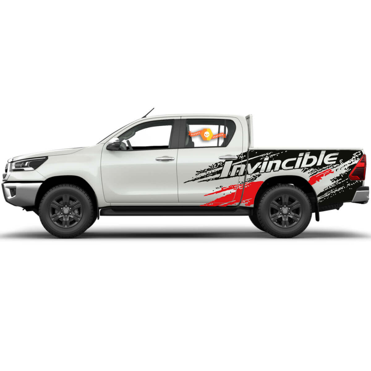 Paire d'autocollants vinyle pour côté usé Rally Distressed pour lit Invincible Toyota Hilux 2022

