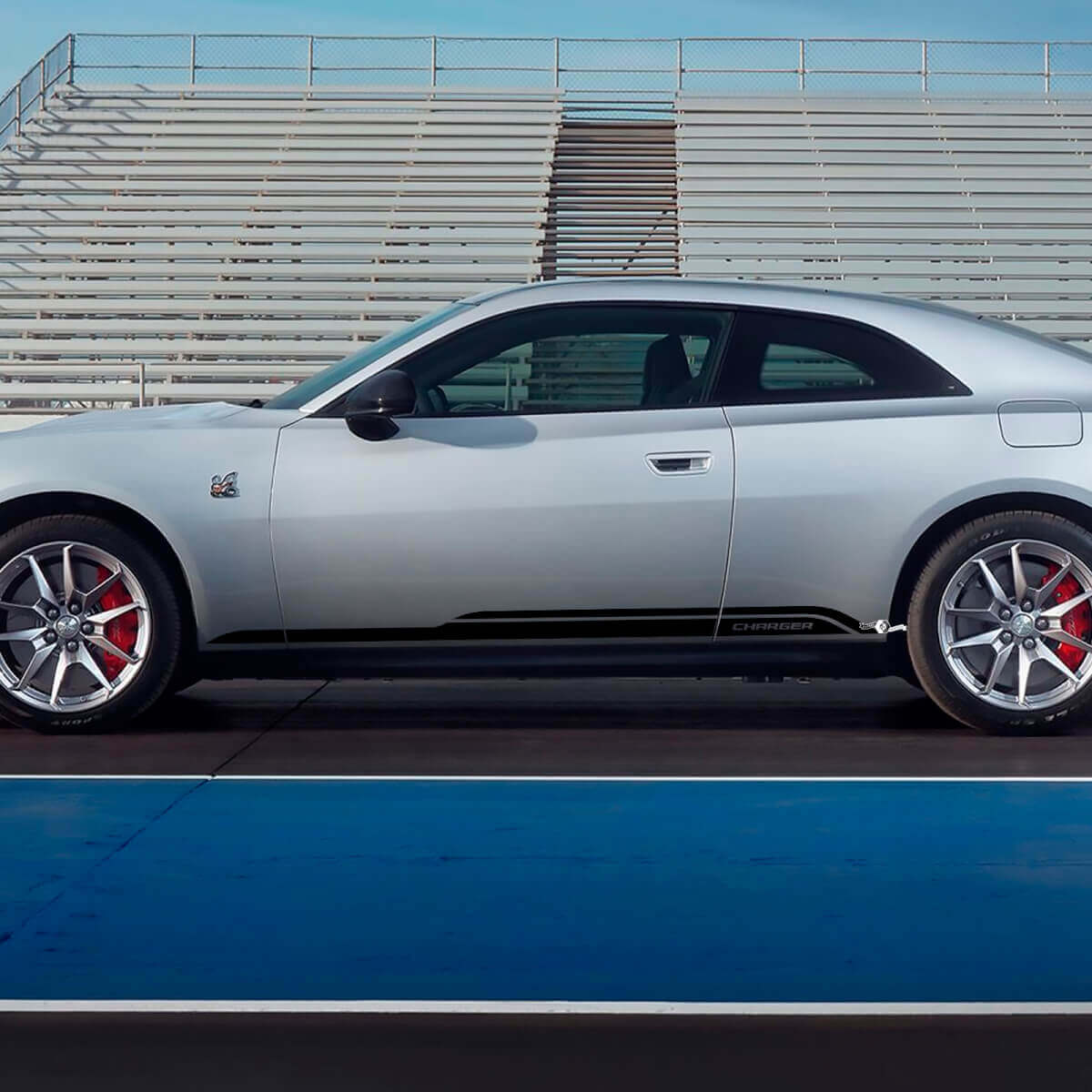 Autocollant Vinyle à Bandes Doubles Marque pour Bas de Caisse Dodge Charger Électrique