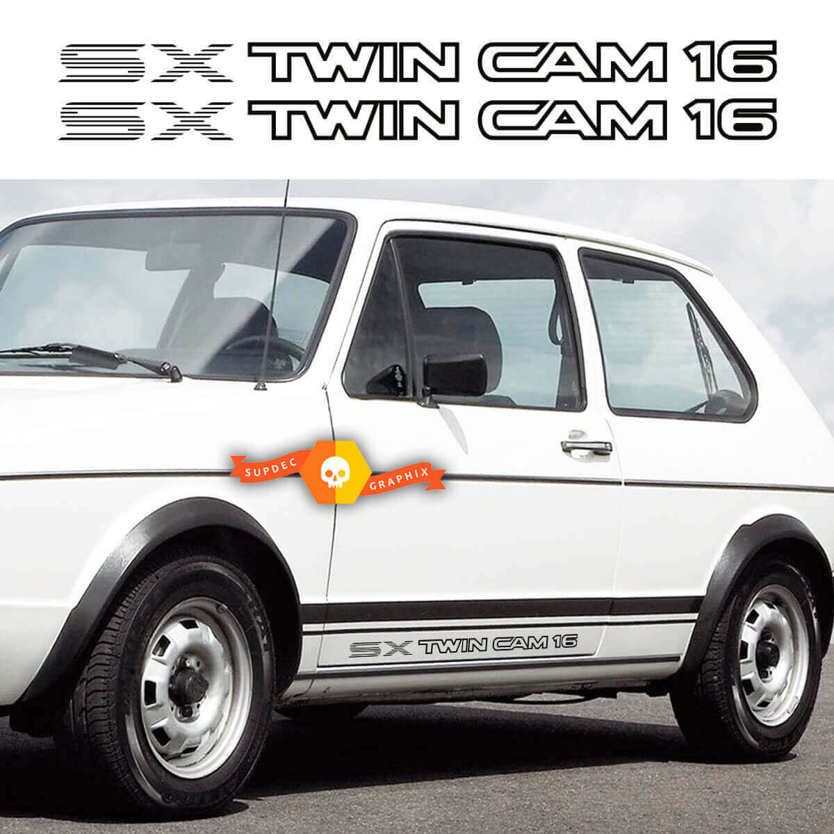 Paire d'autocollants latéraux en vinyle SX Twin Cam 16 pour Toyota Corolla AE93