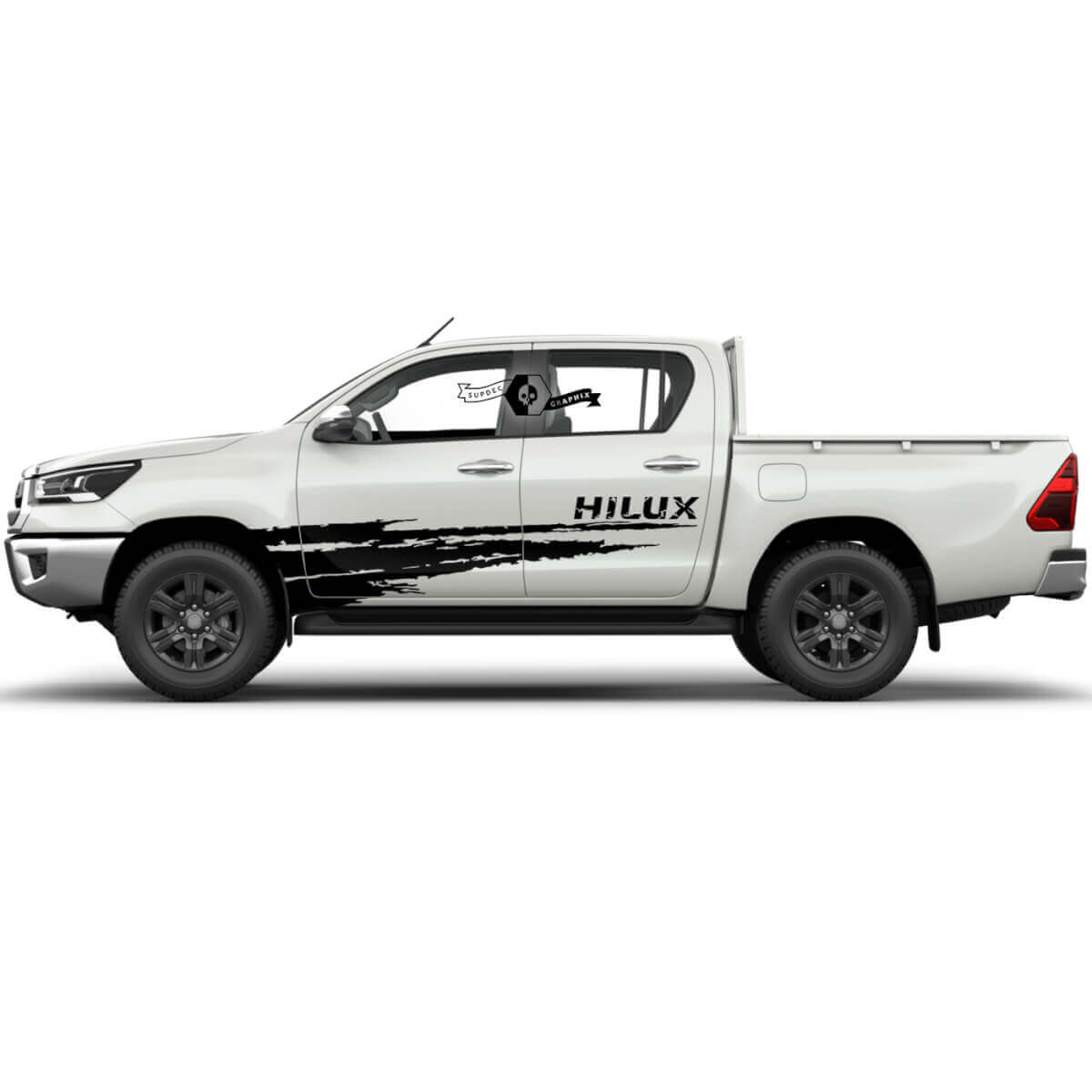 Paire de bandes latérales en vinyle pour portières de rallye Toyota Hilux 2022, effet usé, autocollants décoratifs graphiques
