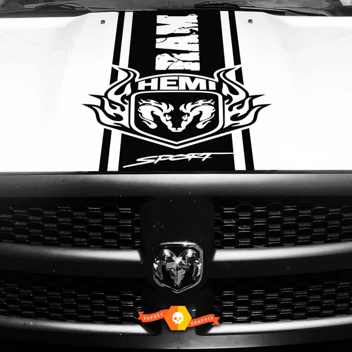 Autocollant Vinyle Bande de Capot HEMI Usée Bande Vinyle pour Dodge Ram