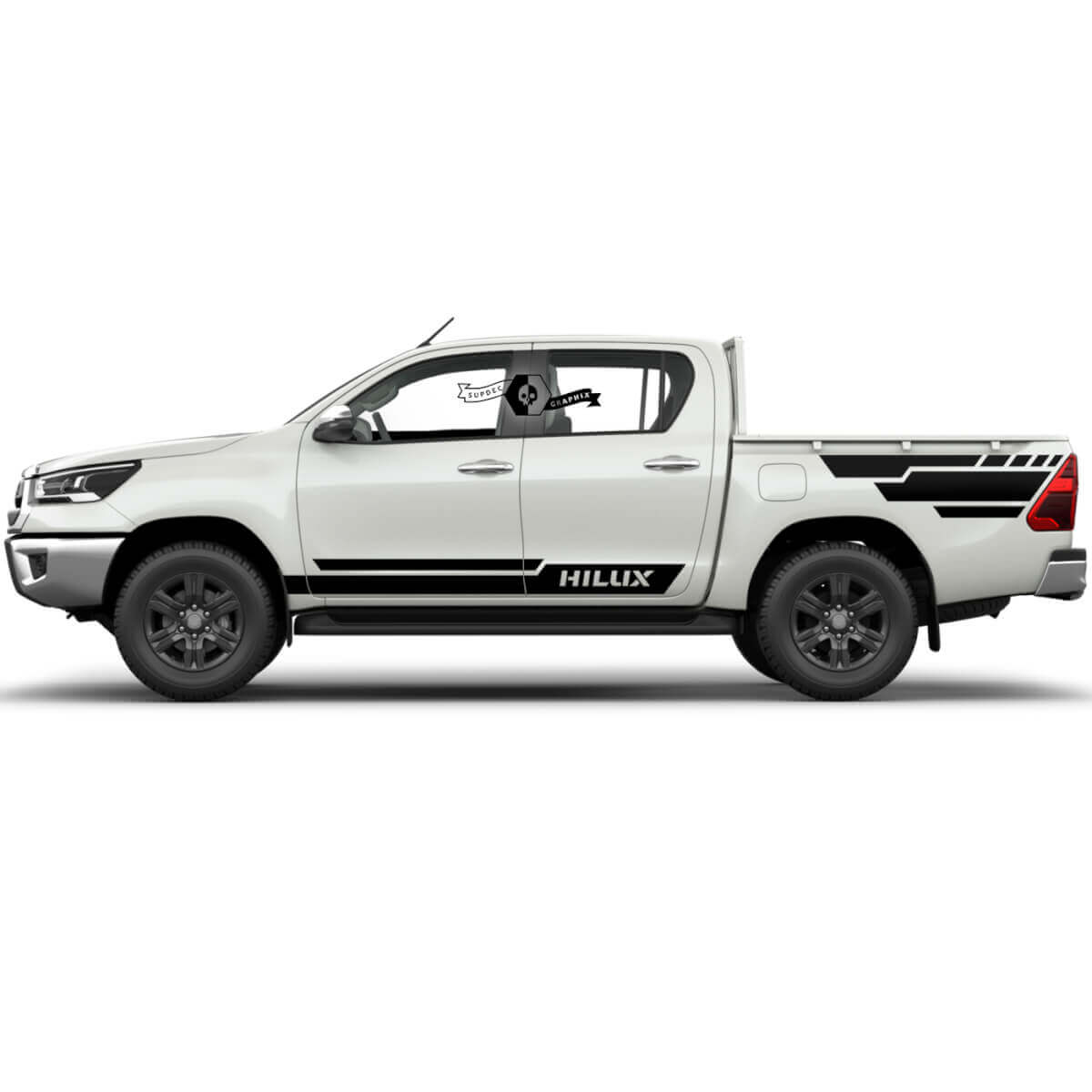Paire de Stickers Vinyle WRAP Modern pour Portes de Rallye et Flancs de Benne pour Toyota Hilux 2022
