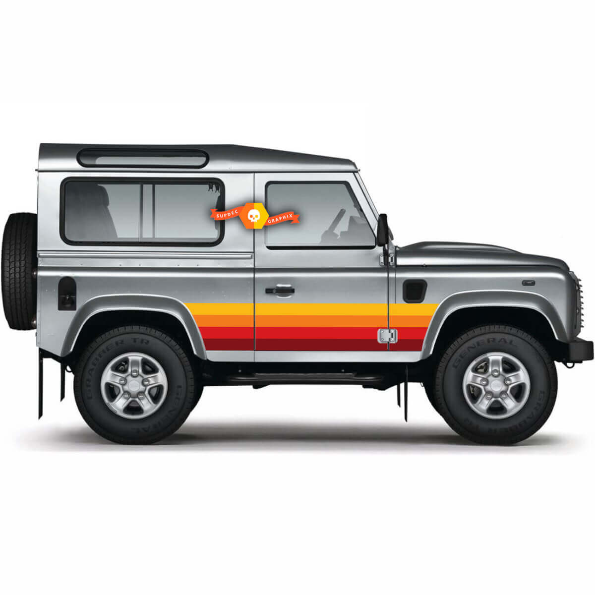 Autocollant Vinyle à Bandes Latérales Style Vintage Pour Land Rover Defender 90