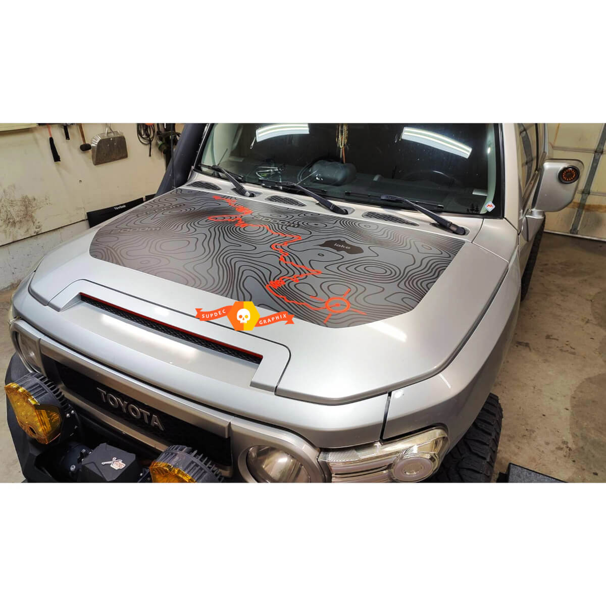Autocollant Vinyle Carte Topographique pour Capot Toyota FJ Cruiser